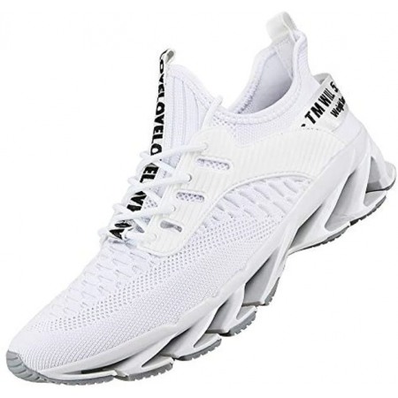 Men's Athletic Running Shoes Mesh Lightweight Sneakers Breathable Gym Shoes Casual Tennis Sport Shoes White